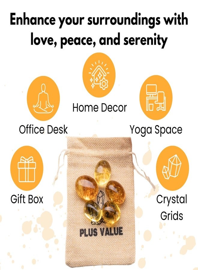 Plus Value Premium Citrine Tumbled Sunela Pebbles Stone Reiki Healing Crystal Aura Chakra (100grams, jute bag) - Image 2